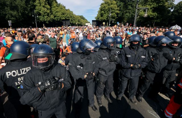 Demonstration against the government's restrictions amid the coronavirus disease (COVID-19) outbreak, in Berlin