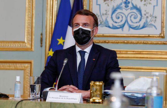 French President Macron attends EU summit video conference, in Paris