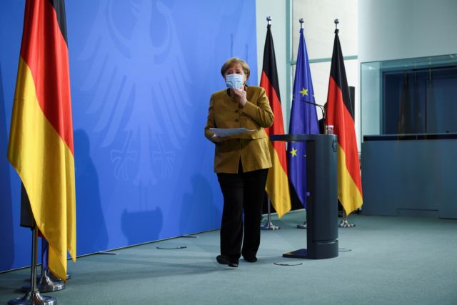 German Chancellor Angela Merkel gives a statement, in Berlin